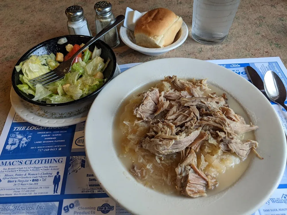 Pork and Sauerkraut Special Served over Mashed Potatoes